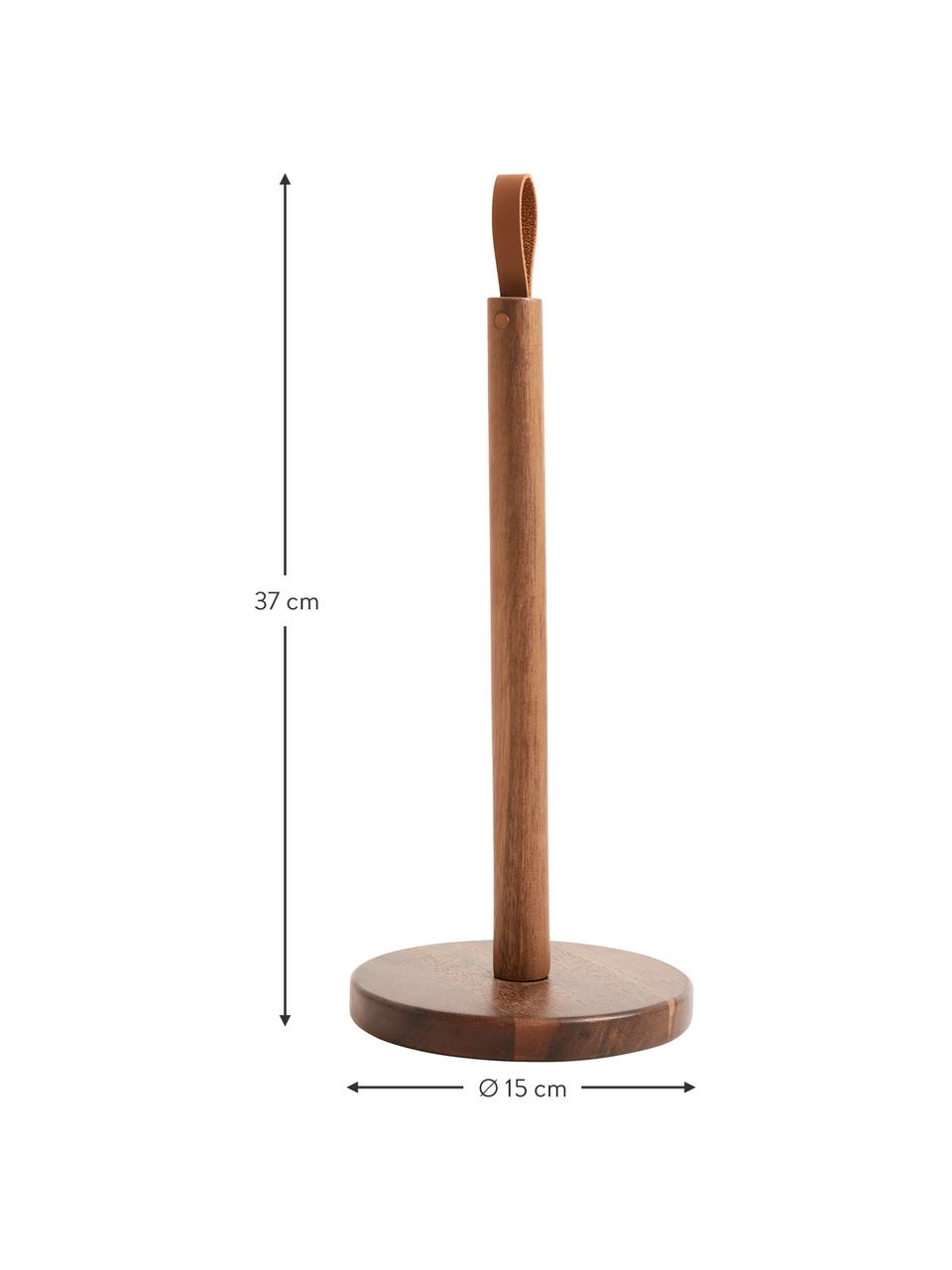 Portarrollos Woody, Asa: cuero sintético, Madera de acacia, Ø 15 x Al 37 cm