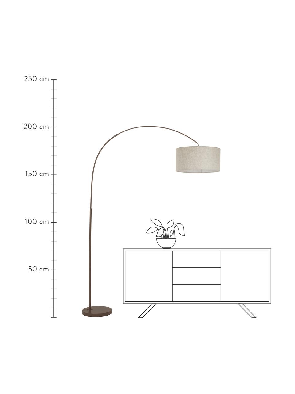 Velká oblouková lampa Niels, Béžová, hnědá, Š 157 cm, V 218 cm