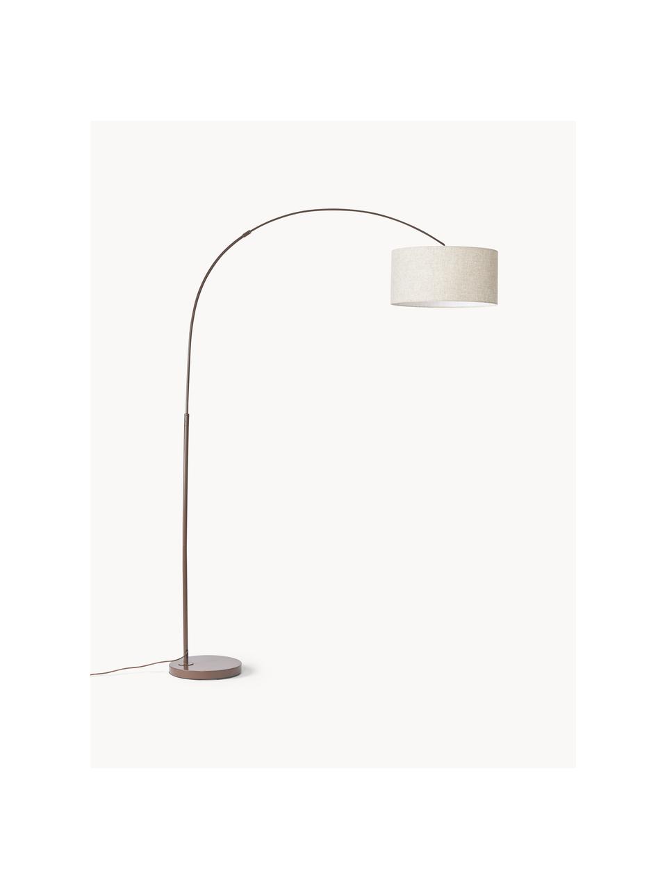 Grand lampadaire arc Niels, Beige, brun foncé, haut. 218 cm