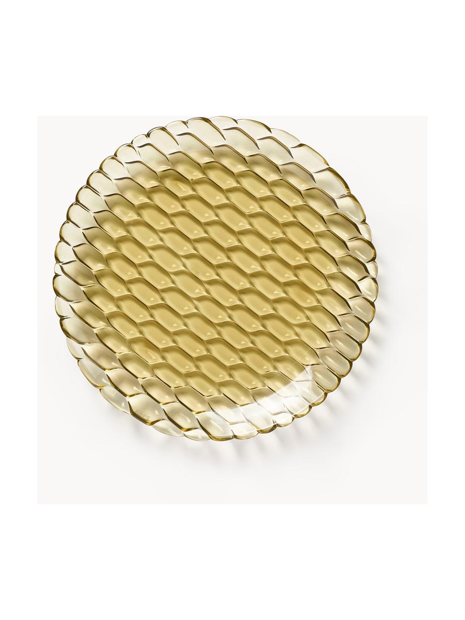 Assiettes plates avec motif texturé Jellies, 4 pièces, Plastique, Jaune pâle, Ø 27 cm