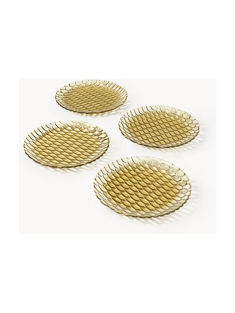 Assiettes plates avec motif texturé Jellies, 4 pièces, Plastique, Jaune pâle, Ø 27 cm