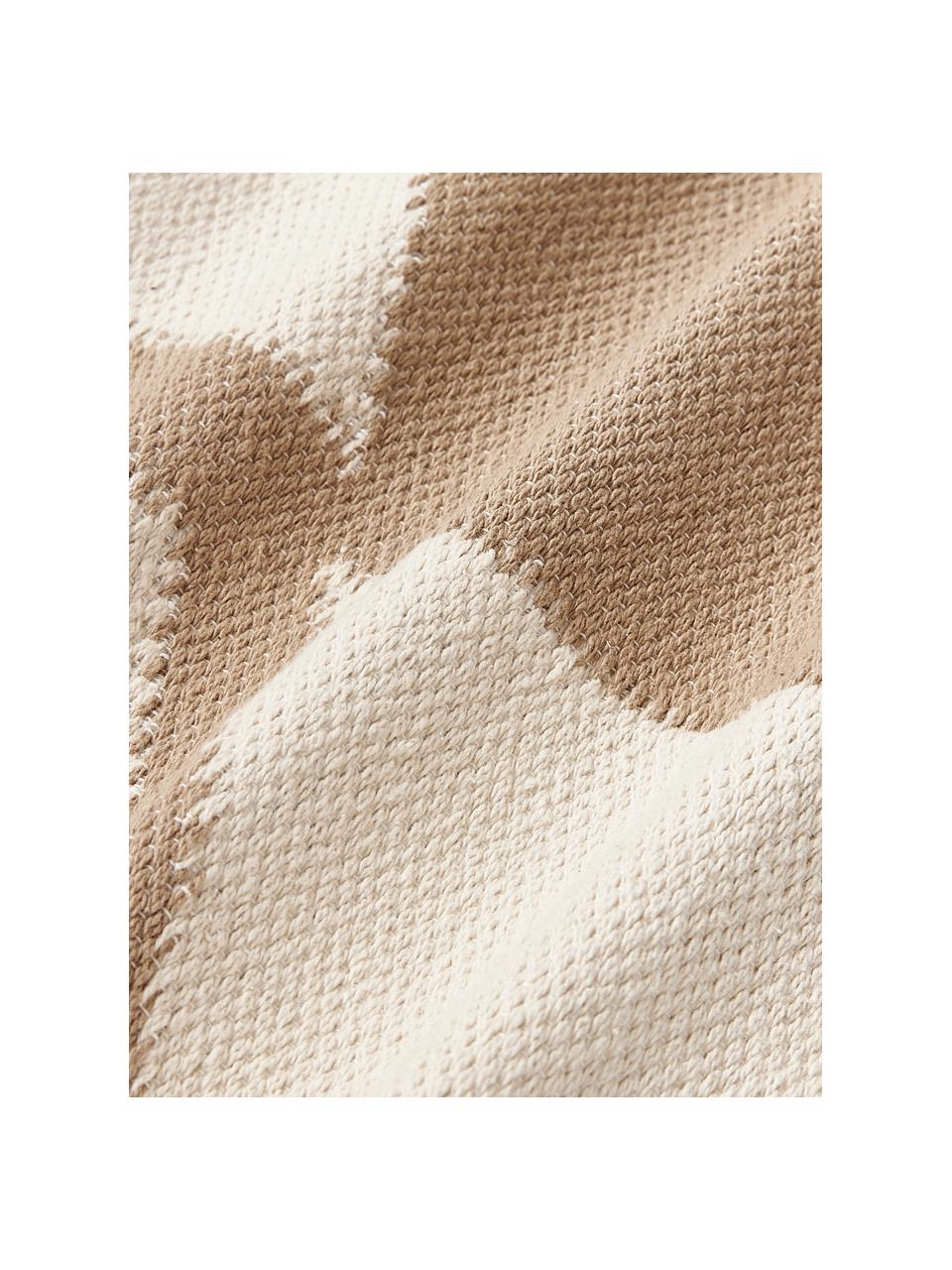 Handgewebtes XL Kissen Asta mit geometrischem Muster, Hülle: 100 % Baumwolle, Beige, Hellbeige, B 30 x L 115 cm