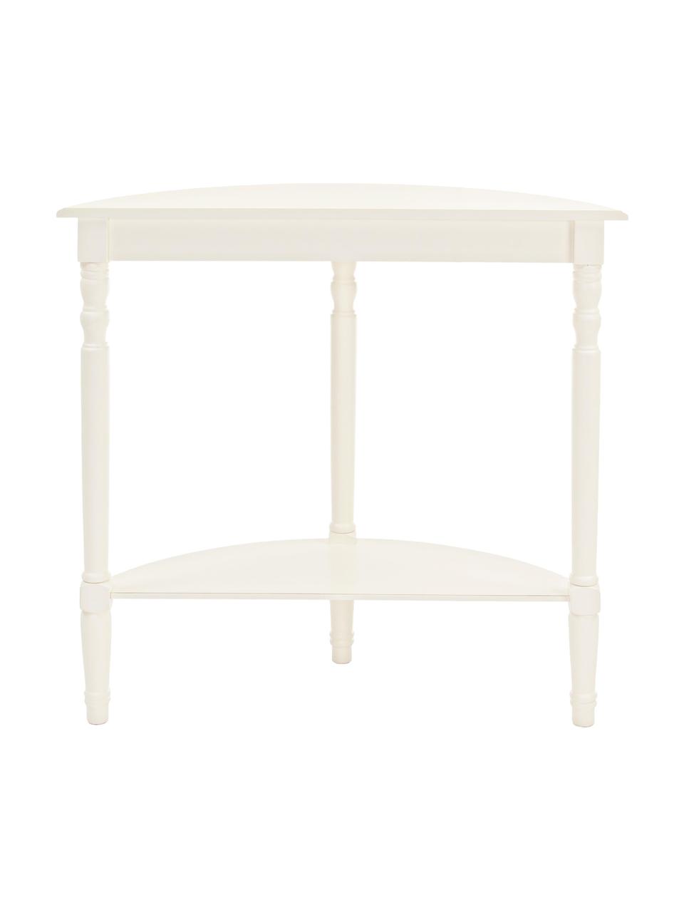 Consolle semicircolare Amabel, Gambe: legno di pino verniciato, Ripiani: pannello di fibra a media, Bianco, Larg. 81 x Prof. 30 cm