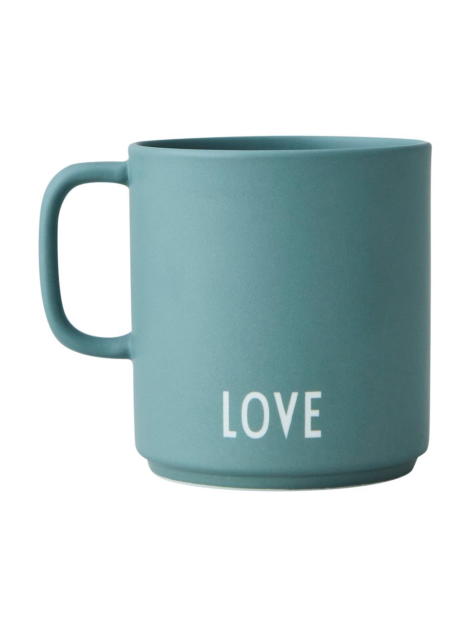 Dizajnová kávová šálka s rôznymi nápismi na prednej a zadnej strane Favourite GRANDDAD/LOVE, Smaragdová, matná, biela