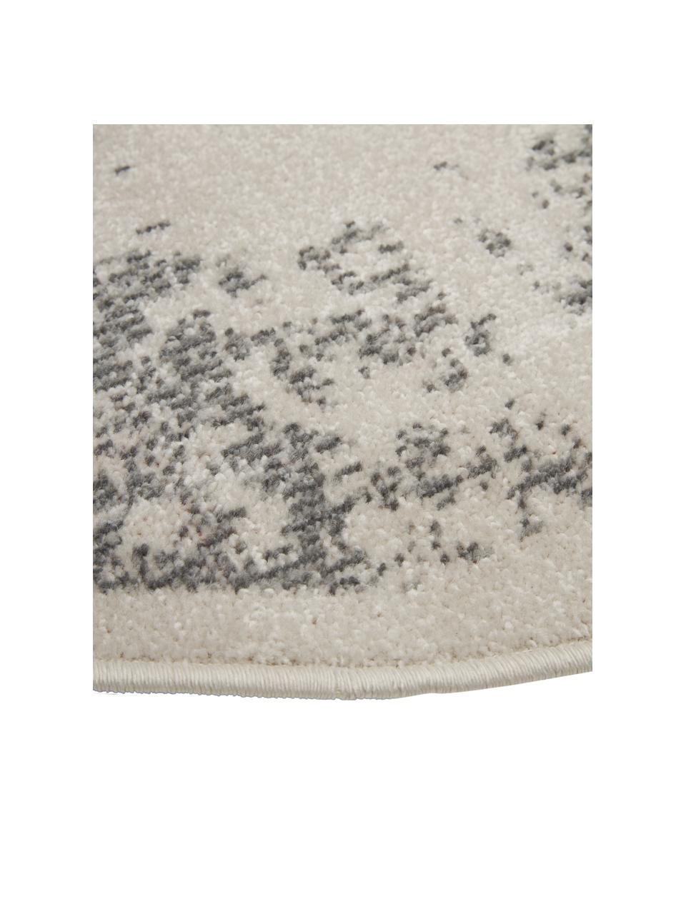 Tapis rond gris extérieur / intérieur style vintage Diana, 100 % polypropylène, Gris, Ø 150 cm (taille M)