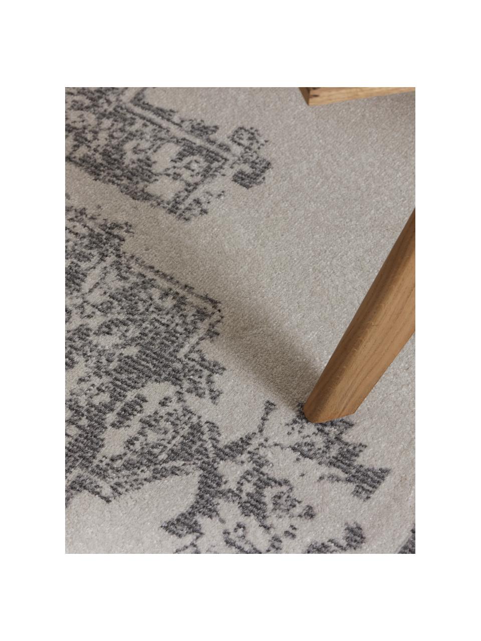 Kulatý interiérový/exteriérový koberec ve vintage stylu Everly, 100 % polypropylen, Šedá, Ø 150 cm (velikost M)