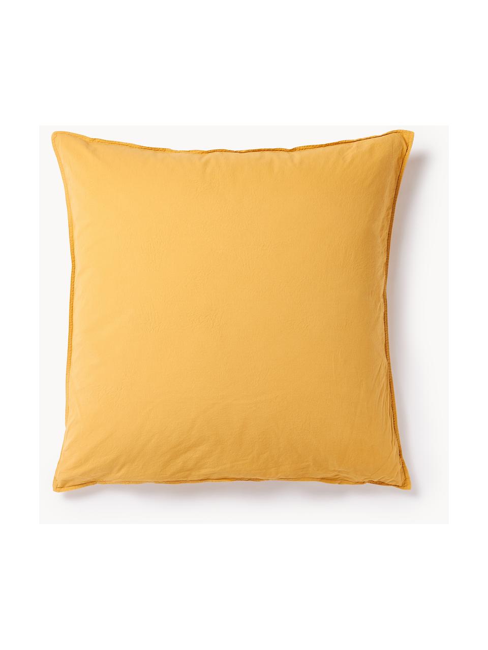 Taie d'oreiller en percale de coton Debbie, Jaune moutarde, larg. 50 x long. 70 cm