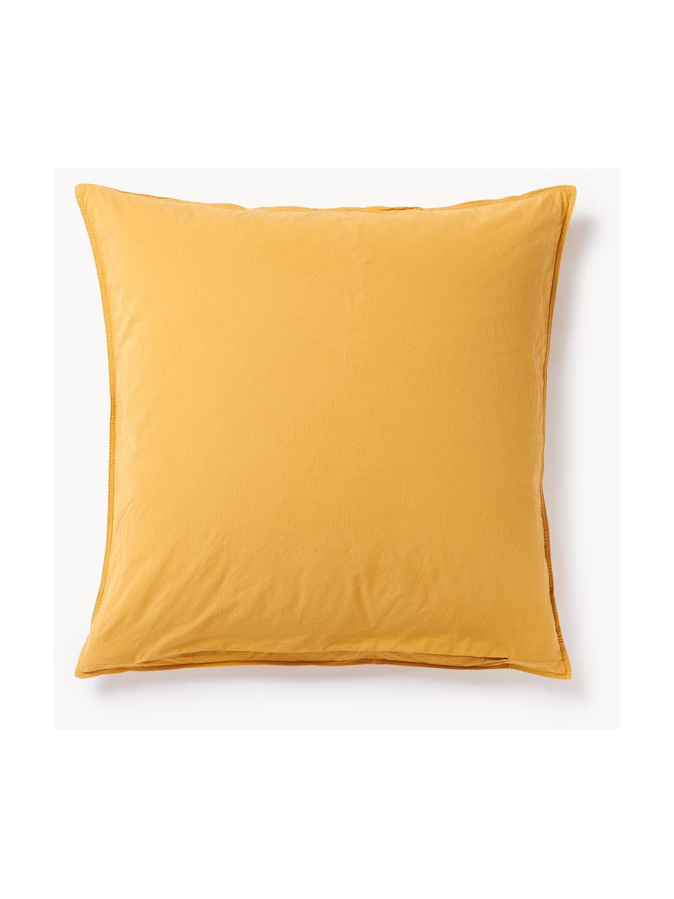 Taie d'oreiller en percale de coton Debbie, Jaune moutarde, larg. 50 x long. 70 cm