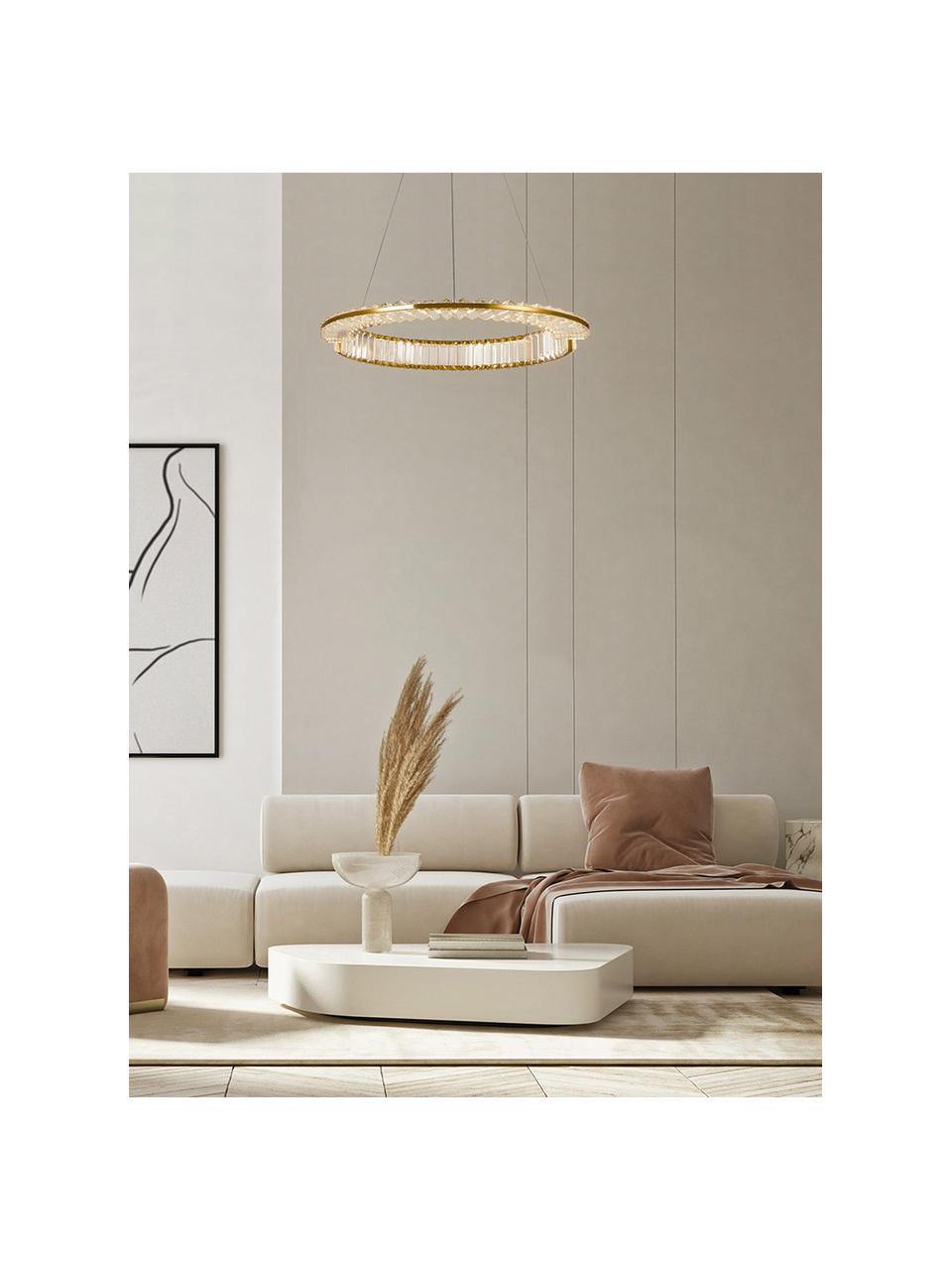 Lampa wisząca LED Krone, Transparentny, odcienie złotego, Ø 62 x W 8 cm