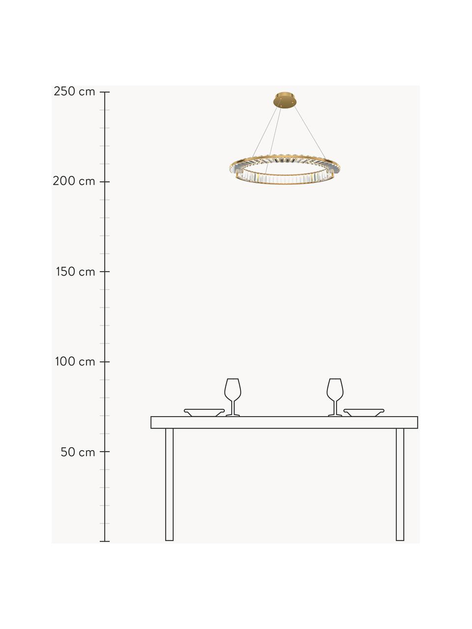 Große LED-Pendelleuchte Krone, Lampenschirm: Glas, Transparent, Goldfarben, Ø 62 x H 8 cm