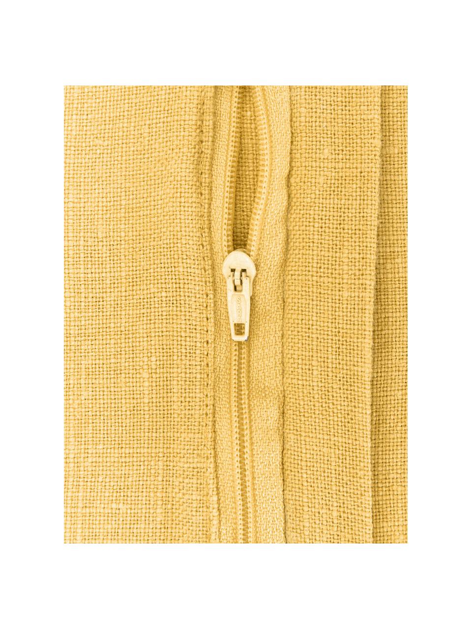 Leinen-Kissenhülle Lanya in Gelb, 100% Leinen

Leinen hat von Natur aus eher grobe Haptik und einen natürlichen Knitterlook. Die hohe Reißfestigkeit macht Leinen scheuerfest und strapazierfähig., Gelb, B 40 x L 60 cm