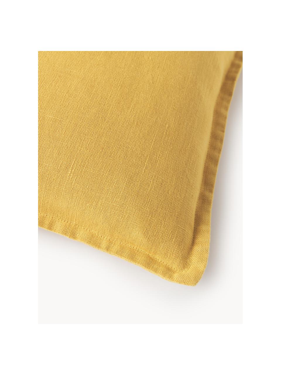 Funda de cojín de lino Lanya, 100% lino 

Por naturaleza, el lino tiene un tacto bastante tosco y un aspecto arrugado natural. La alta resistencia al desgarro hace que el lino sea resistente a la abrasión y duradero., Amarillo, An 30 x L 50 cm