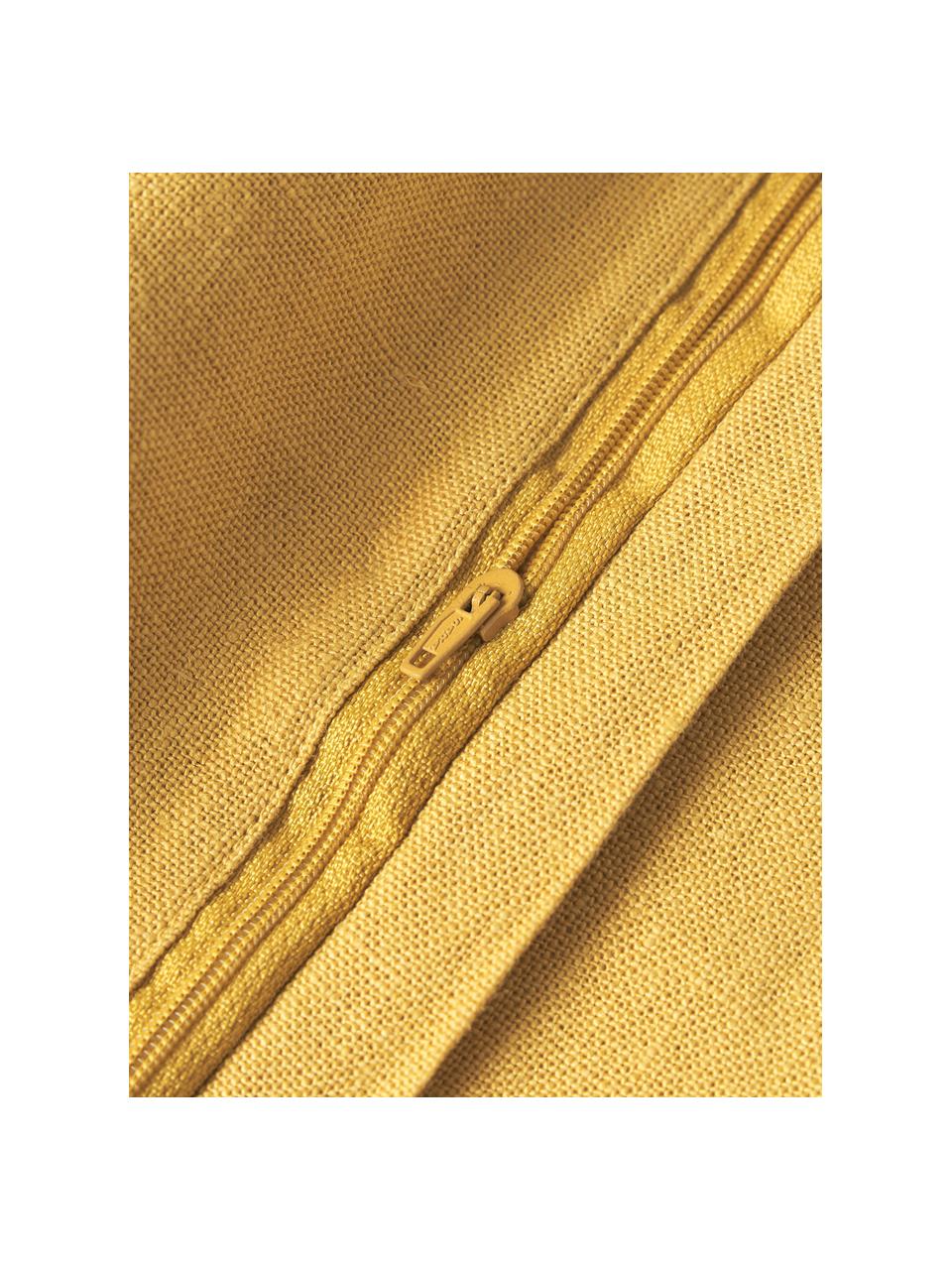 Funda de cojín de lino Lanya, 100% lino 

Por naturaleza, el lino tiene un tacto bastante tosco y un aspecto arrugado natural. La alta resistencia al desgarro hace que el lino sea resistente a la abrasión y duradero., Amarillo, An 30 x L 50 cm