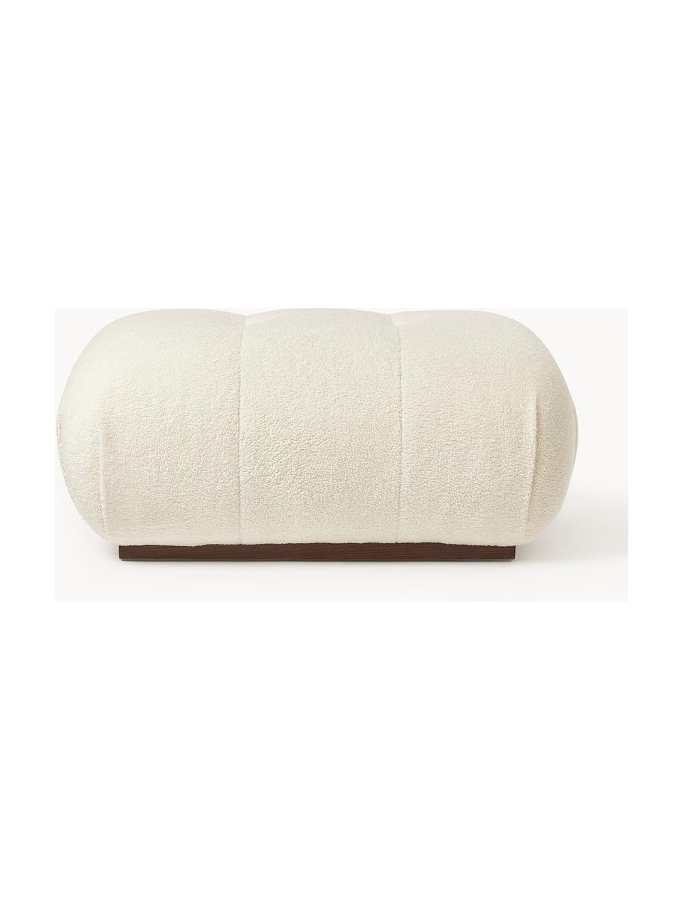 Pouf en tissu peluche Stanley, Peluche blanc cassé, larg. 76 x prof. 50 cm