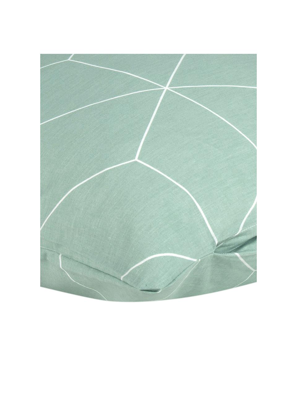 Bavlněné povlaky na polštáře s grafickým vzorem Lynn, 2 ks, Mátová, krémově bílá, Š 40 cm, D 80 cm