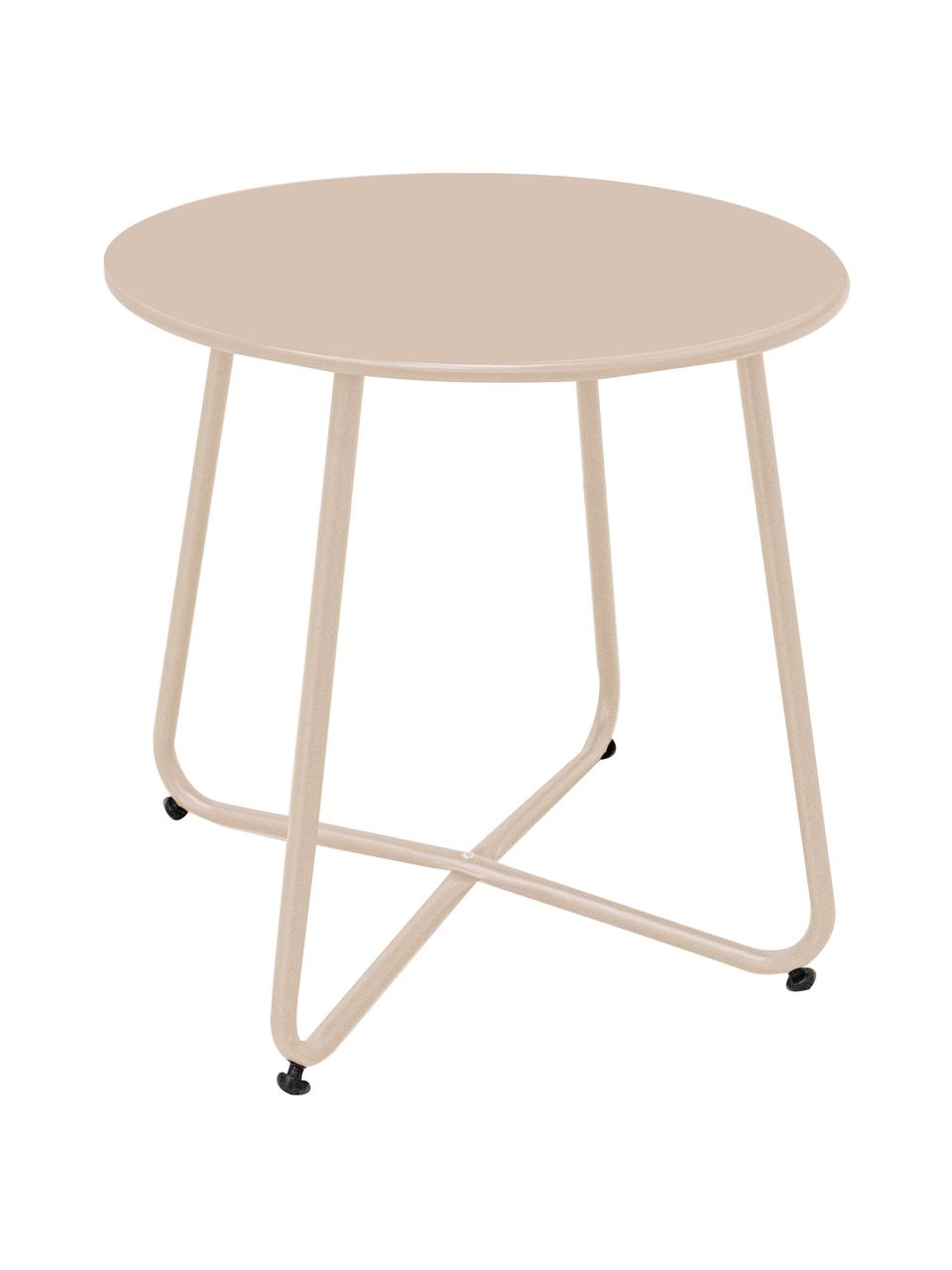 Mesa auxiliar de exterior Luna, Acero epoxidado, Beige, Ø 45 x Al 45 cm