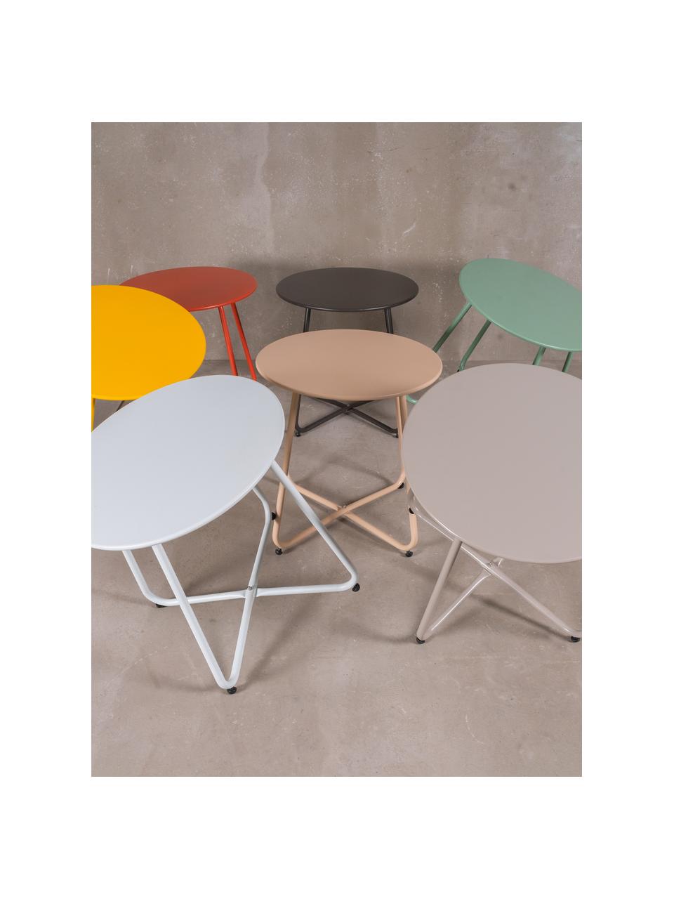 Mesa auxiliar de exterior Luna, Acero epoxidado, Beige, Ø 45 x Al 45 cm