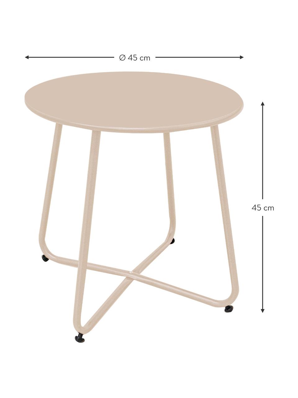 Outdoor bijzettafel Luna in beige, Geëpoxideerd staal, Beige, Ø 45 x H 45 cm