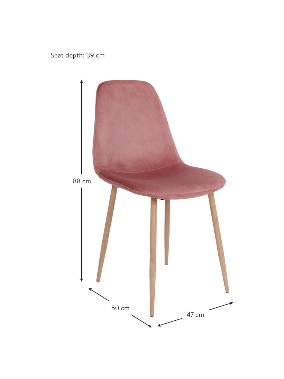 Sametová čalouněná židle Stockholm, Růžová, světle hnědá, Š 47 cm, H 50 cm