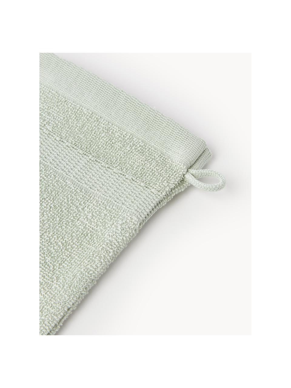 Set de toallas texturizadas Yara, 3 uds., Verde salvia, Manoplas de baño, An 16 x Al 22 cm