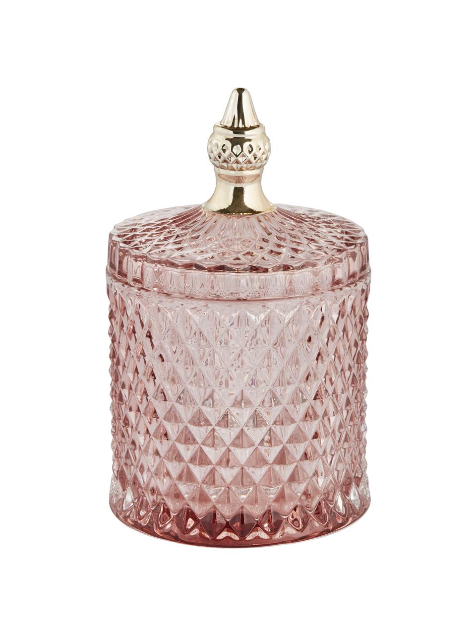 Bote decorativo Miya, Vidrio, Rosa, dorado, Ø 11 x Al 18 cm