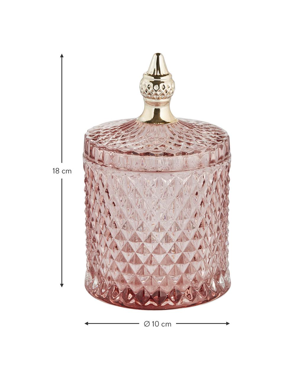 Bote decorativo Miya, Vidrio, Rosa, dorado, Ø 11 x Al 18 cm