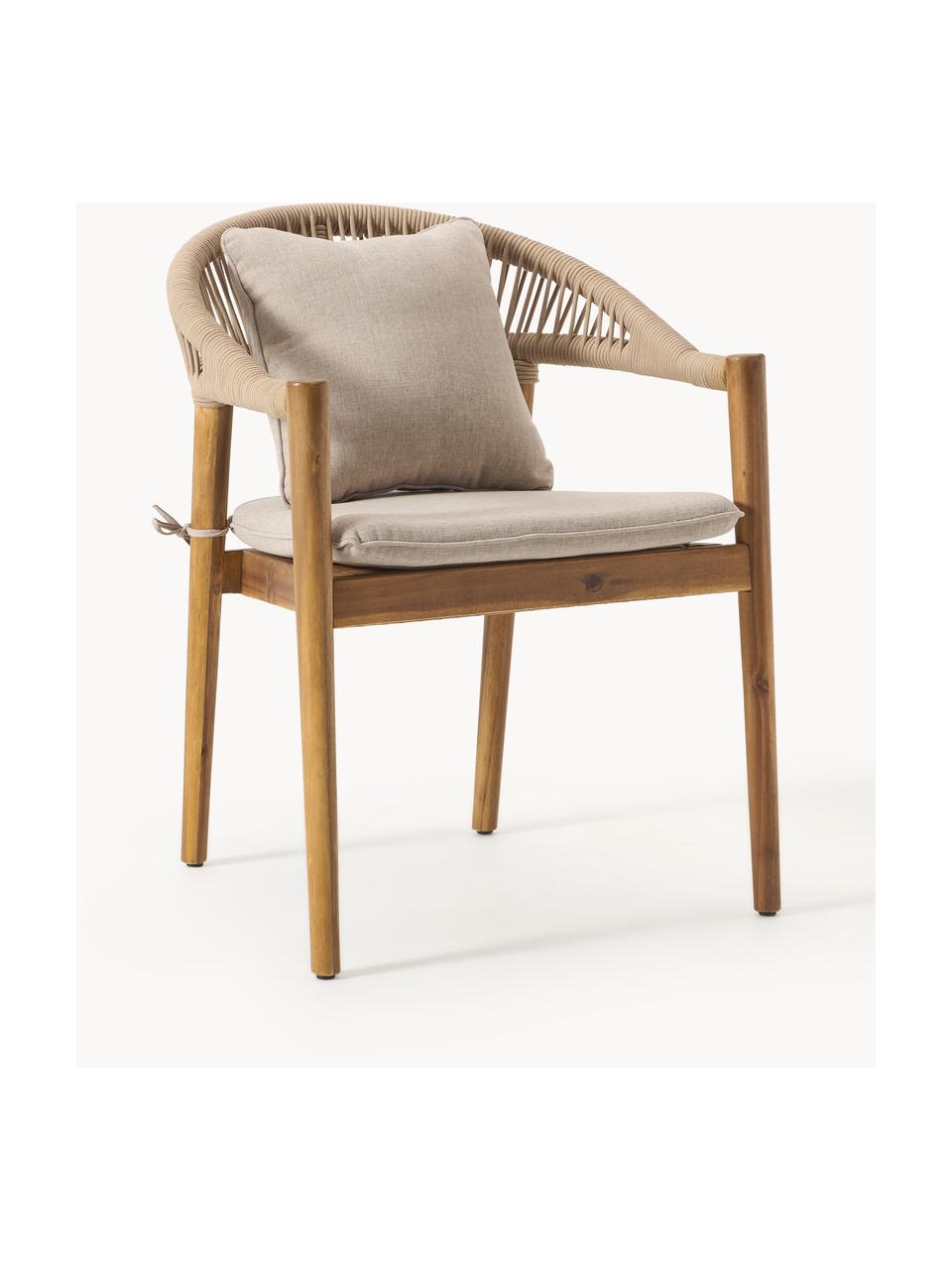 Zahradní židle z akáciového dřeva Malmö, 2 ks, Světle béžová, béžová, akáciové dřevo, Š 60 cm, V 58 cm