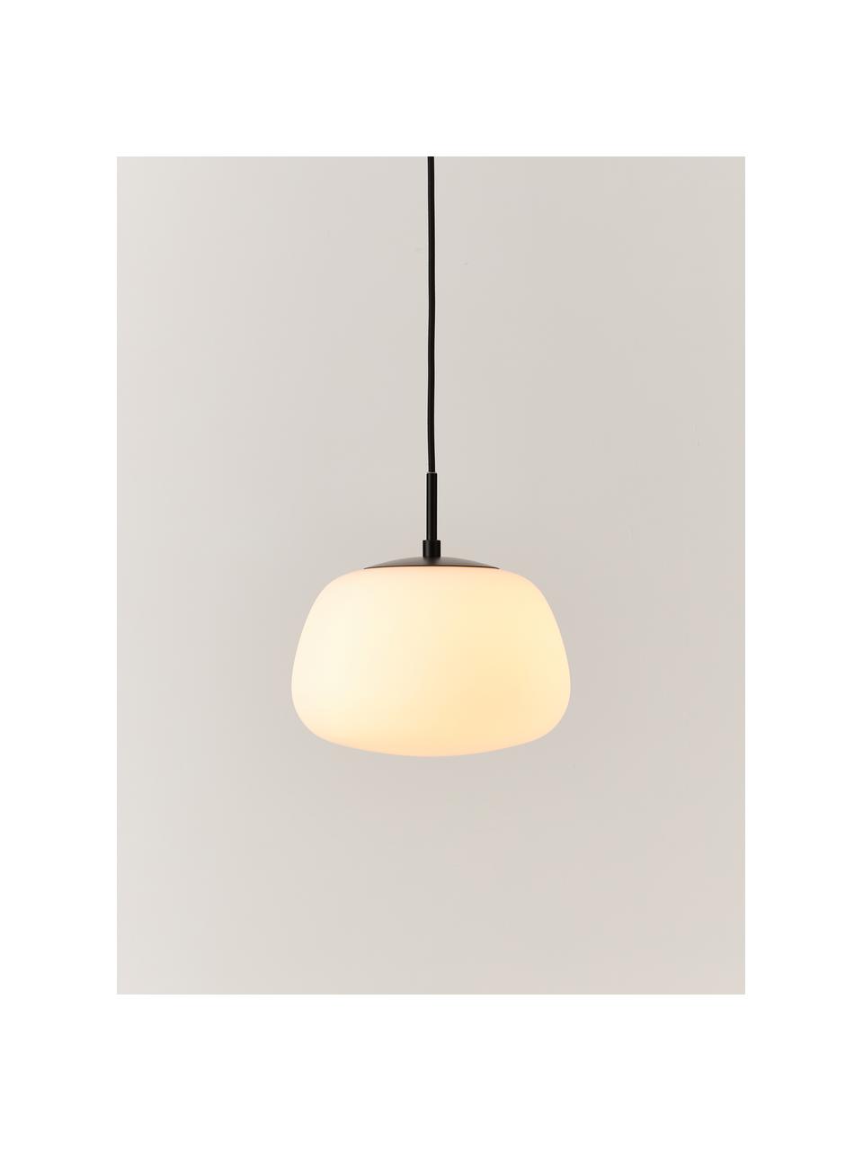 Hanglamp Burke, Lampenkap: glas, Wit, Ø 25 x H 17 cm