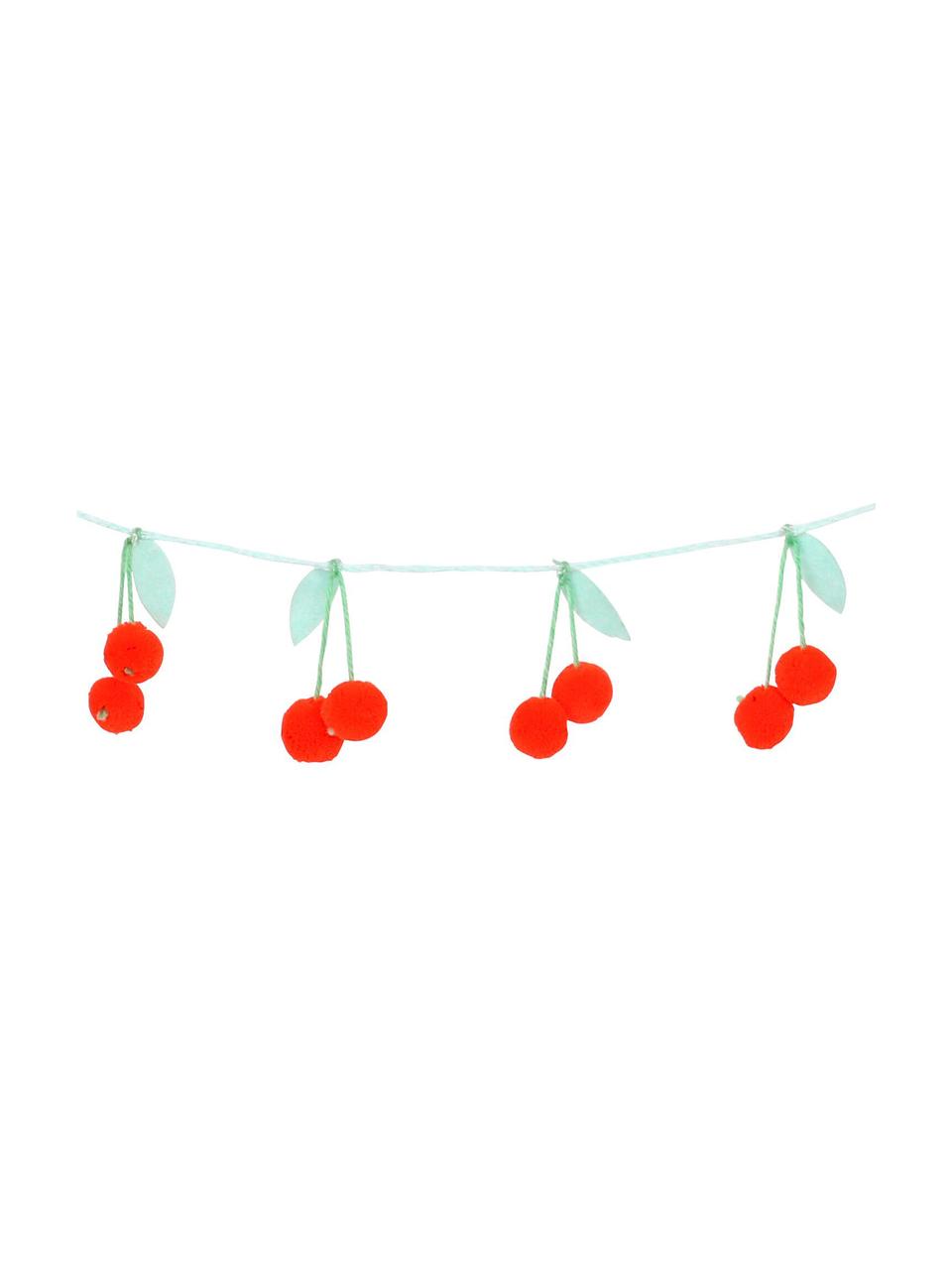 Guirlande en coton bio Cherry, 200 cm, Rouge, vert