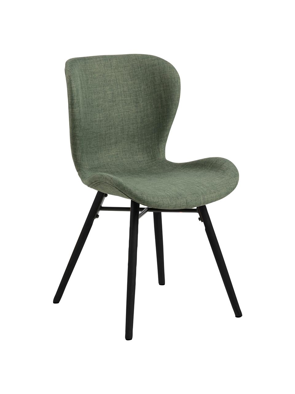 Chaise rembourrée style scandinave Batilda, 2 pièces, Tissu vert, noir, larg. 47 x prof. 53 cm
