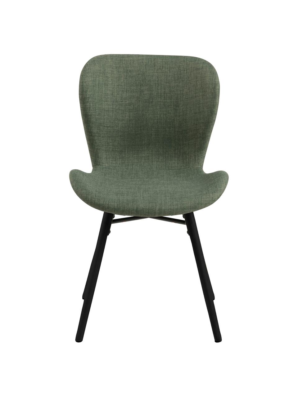 Gestoffeerde stoelen Batilda in groen, 2 stuks, Bekleding: 100% polyester, Poten: rubberhout, gecoat, Geweven stof groen, zwart, B 47 x D 53 cm