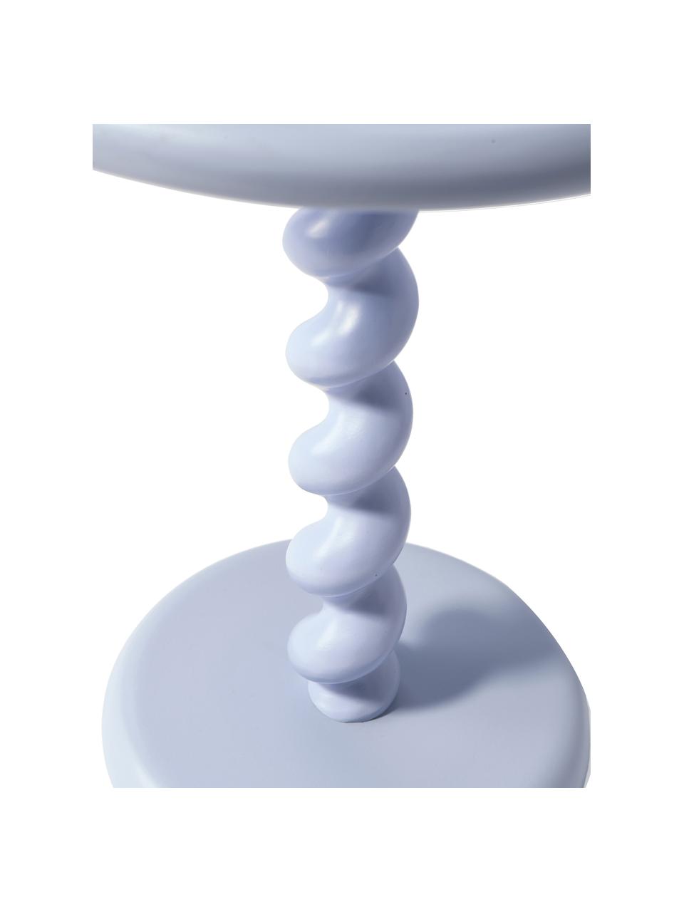 Tavolino rotondo Twister, Alluminio laccato a polvere, Lavanda, Ø 46 x Alt. 56 cm