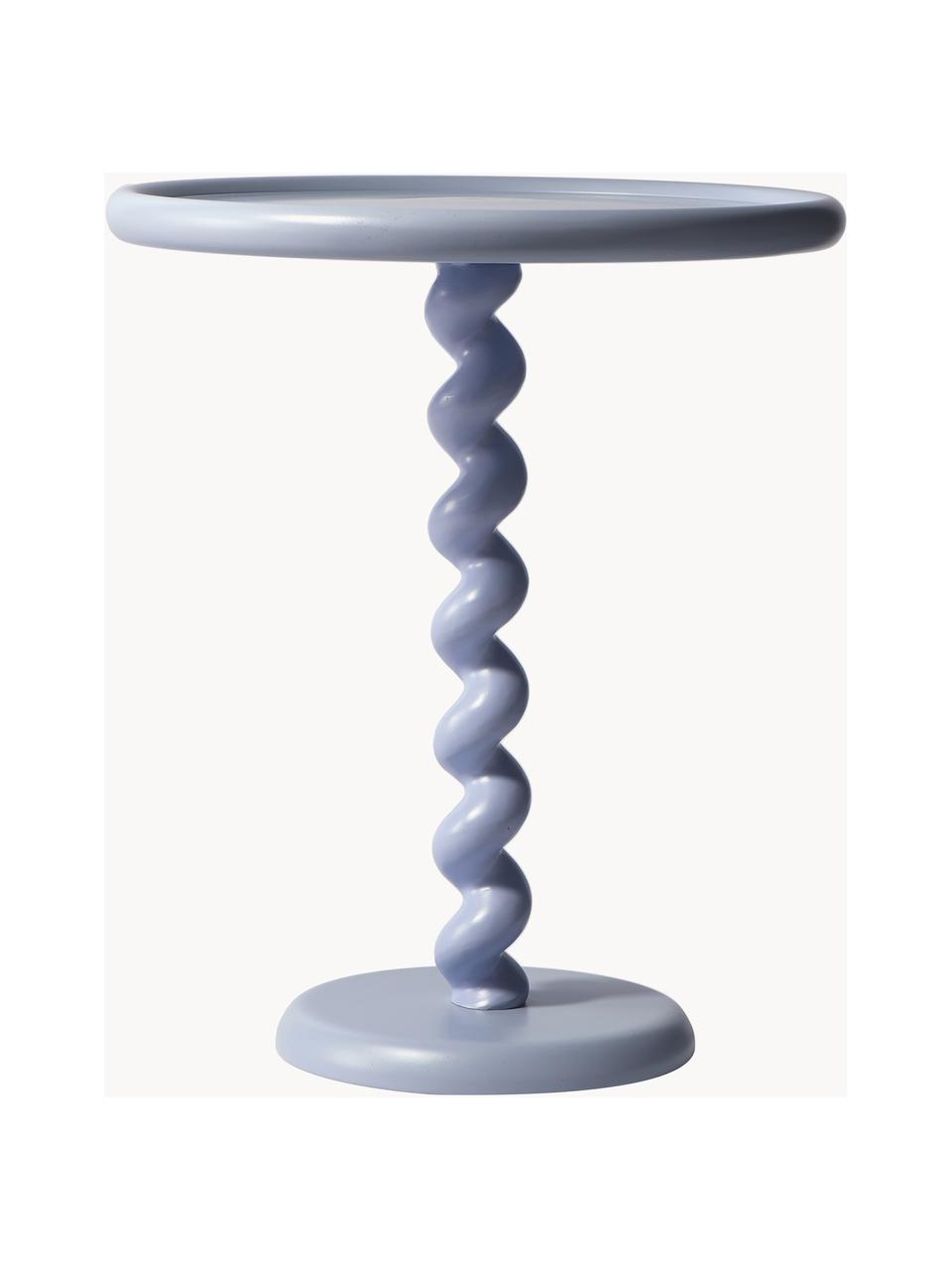 Tavolino rotondo Twister, Alluminio laccato a polvere, Lavanda, Ø 46 x Alt. 56 cm