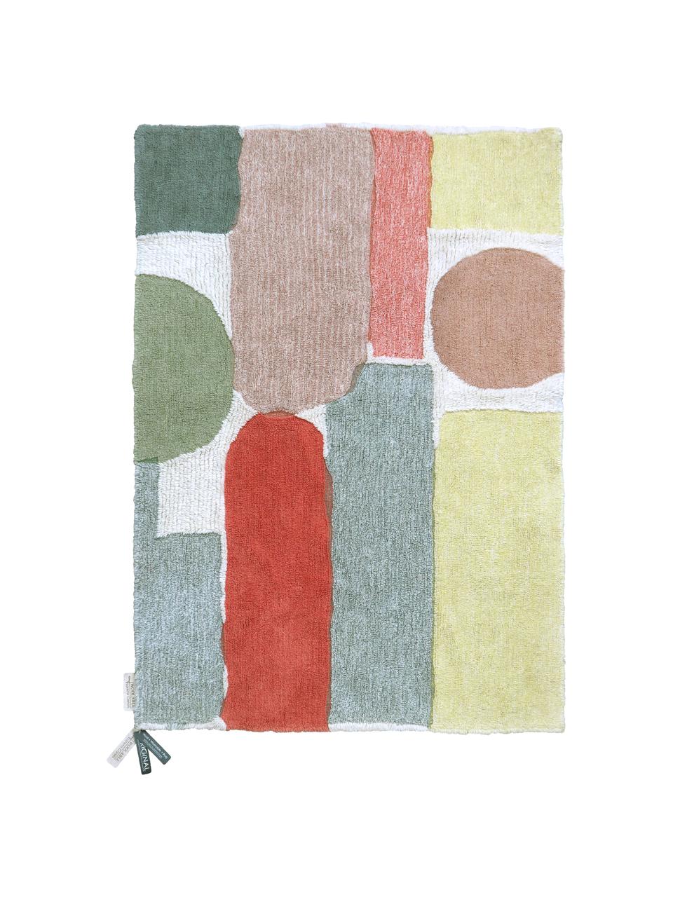 Großer Waschbarer Wollteppich Woolable Abstra mit buntem Muster, Flor: 100% Wolle, Mehrfarbig, B 170 x L 240 cm (Größe M)