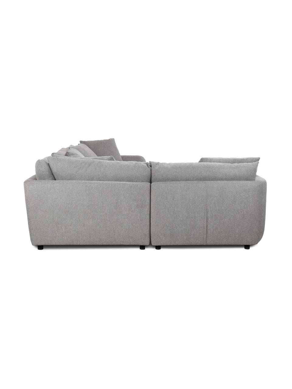 Divano angolare componibile in tessuto grigio Jasmin, Rivestimento: 85% poliestere, 15% nylon, Struttura: legno massiccio di abete , Piedini: plastica, Tessuto grigio, Larg. 306 x Alt. 84 cm