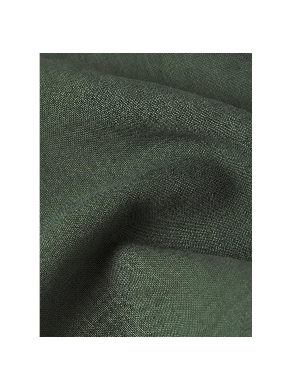 Funda de cojín de lino con flecos Luana, 100% lino

Por naturaleza, el lino tiene un tacto bastante aspero y un aspecto arrugado natural
La alta resistencia al desgarro hace que el lino sea muy resistente., Verde oscuro, An 30 x L 50 cm