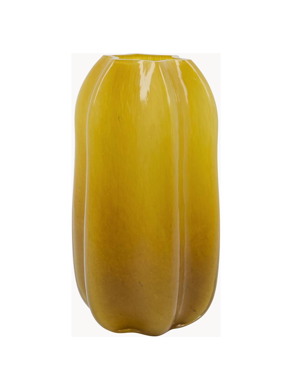 Vaso in vetro soffiato Romantic, alt. 22 cm, Vetro, Giallo senape, Larg. 13 x Alt. 22 cm