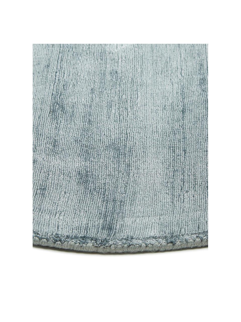 Rond viscose vloerkleed Jane, handgeweven, Onderzijde: 100% katoen Het in dit pr, IJsblauw, Ø 150 cm (maat M)