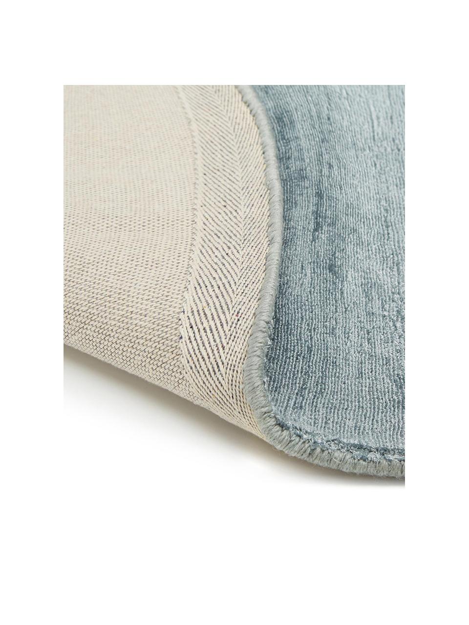 Tappeto rotondo in viscosa tessuto a mano Jane, Retro: 100% cotone, Blu ghiaccio, Ø 150 cm (taglia M)
