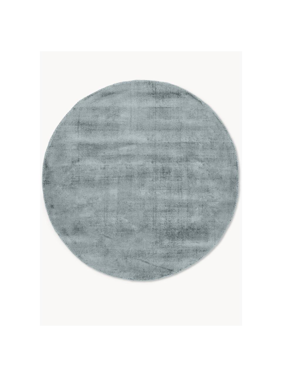 Tapis rond en viscose tissé main Jane, Gris-bleu, Ø 150 cm (taille M)