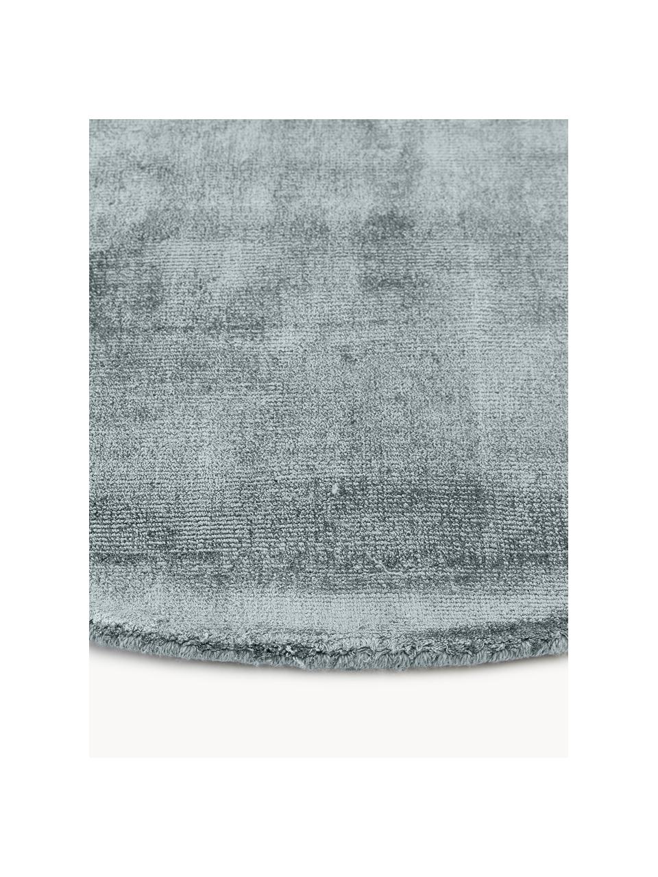 Tapis rond en viscose tissé main Jane, Gris-bleu, Ø 150 cm (taille M)