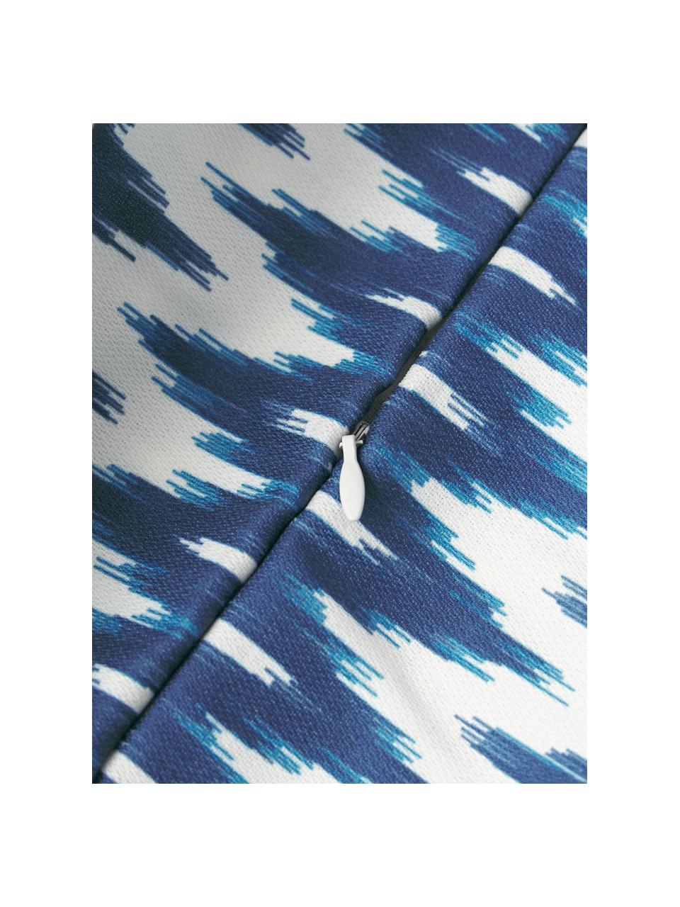 Housse de coussin d'extérieur 40x40 motif ikat Maillot, 100 % acrylique

Le matériau est certifié STANDARD 100 OEKO-TEX®, 2016OK0494, Bleu, larg. 40 x long. 40 cm