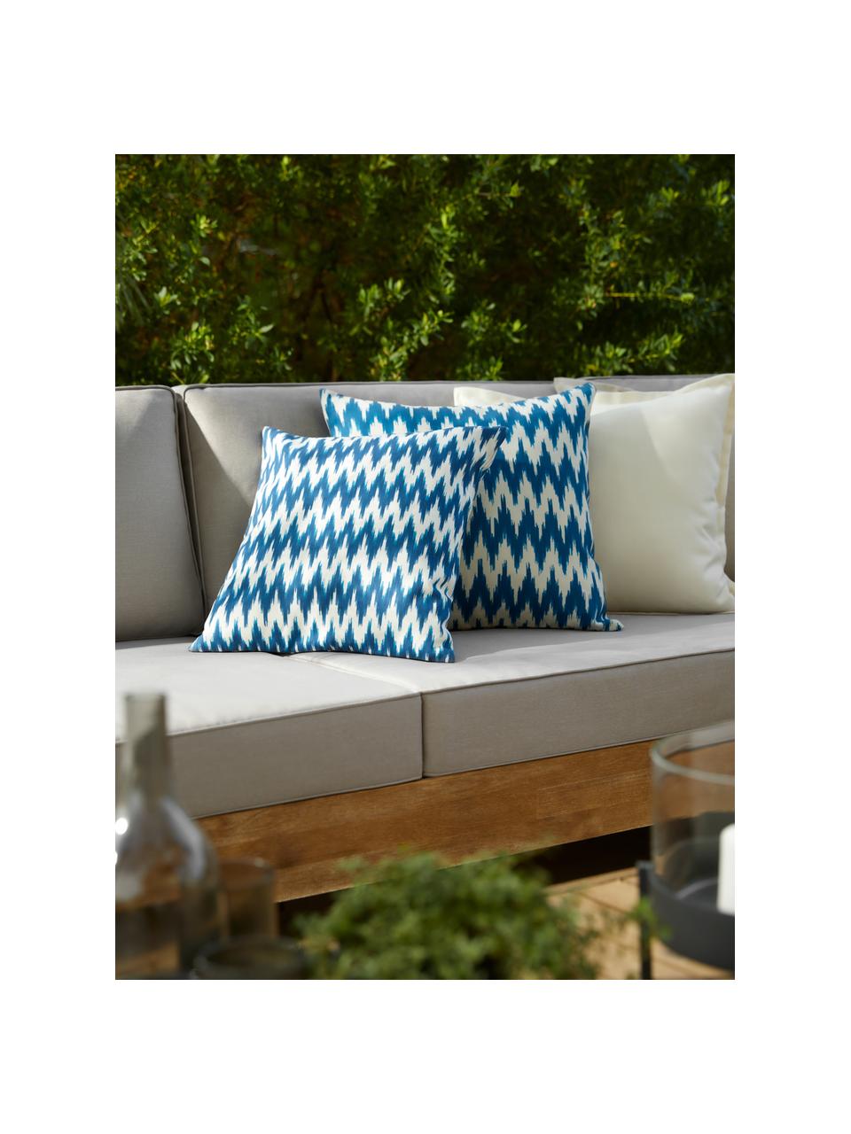 Outdoor-Kissenhülle Maillot mit Ikat Muster, 100 % Acryl

Das in diesem Produkt verwendete Material ist schadstoffgeprüft und zertifiziert nach STANDARD 100 by OEKO-TEX®, 2016OK0494, Blau, B 40 x L 40 cm