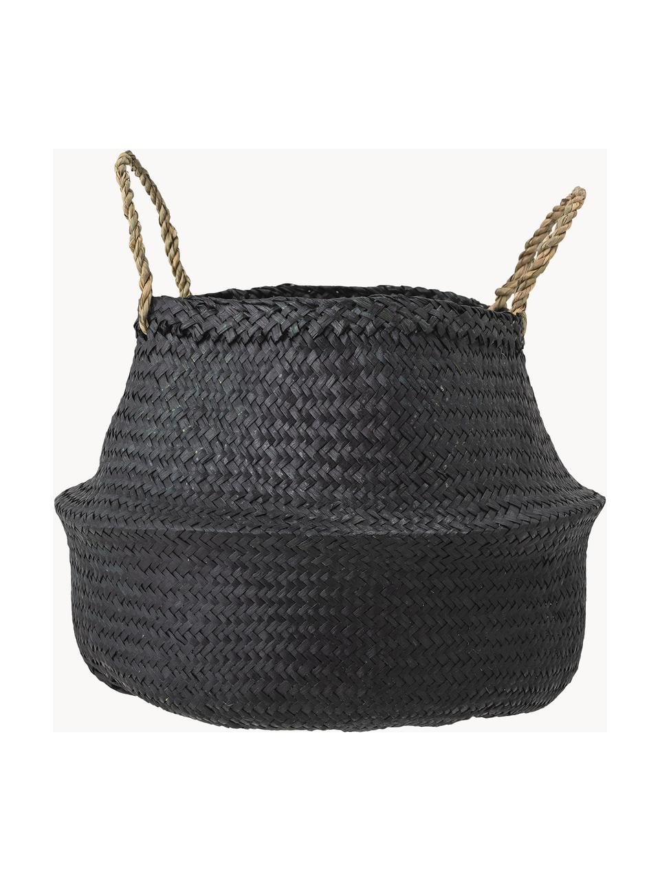 Panier de rangement jonc de mer Floria, Jonc de mer, Noir, Ø 35 x haut. 39 cm