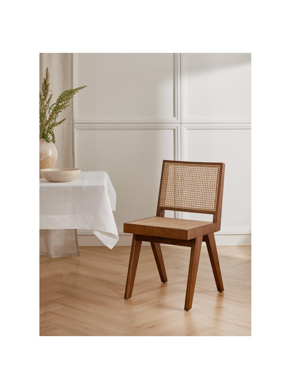Dřevěná židle s vídeňskou pleteninou Sissi, Ratan, tmavé dubové dřevo, Š 46 cm, H 56 cm