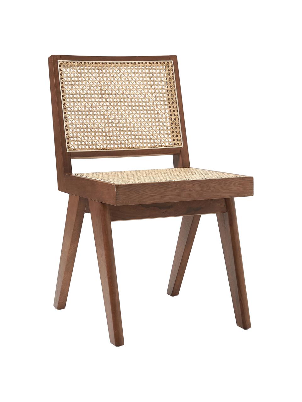 Drevená stolička s viedenským výpletom Sissi, Ratan, tmavé dubové drevo, Š 46 x H 56 cm