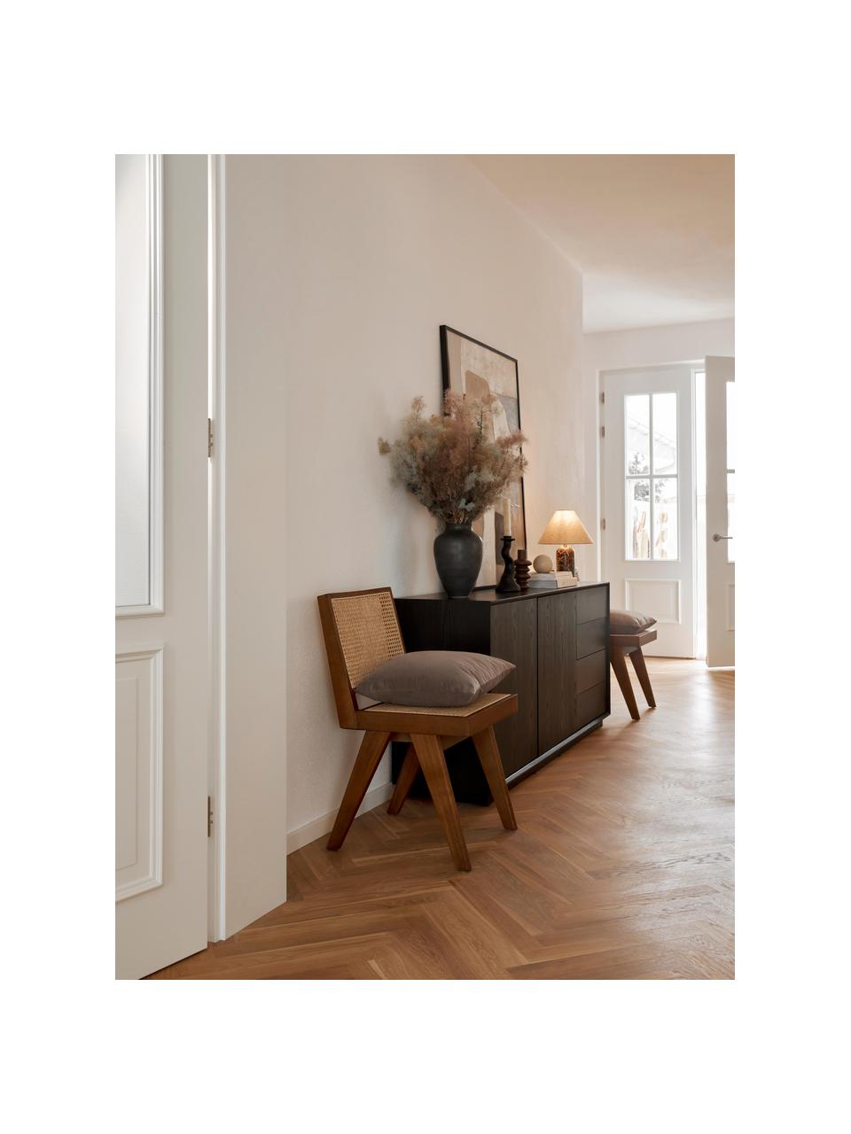 Houten stoel Sissi met Weens vlechtwerk, Frame: massief eikenhout, Donker eikenhout, lichtbeige, B 46 x D 56 cm