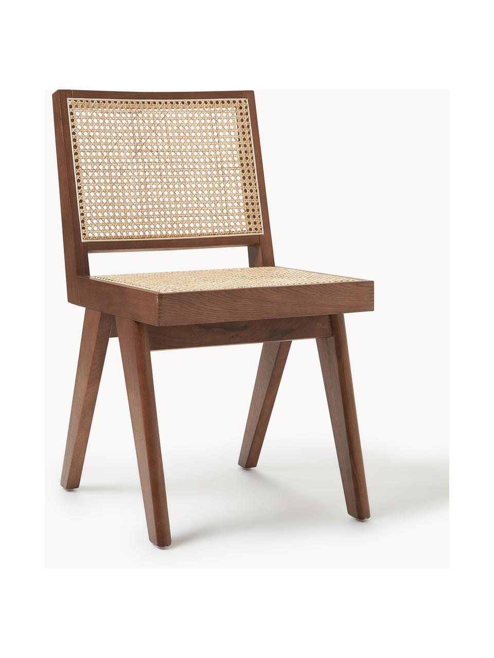 Silla de madera con tejido vienés Sissi, Estructura: madera de roble, Madera de roble oscura, beige claro, An 46 x F 56 cm