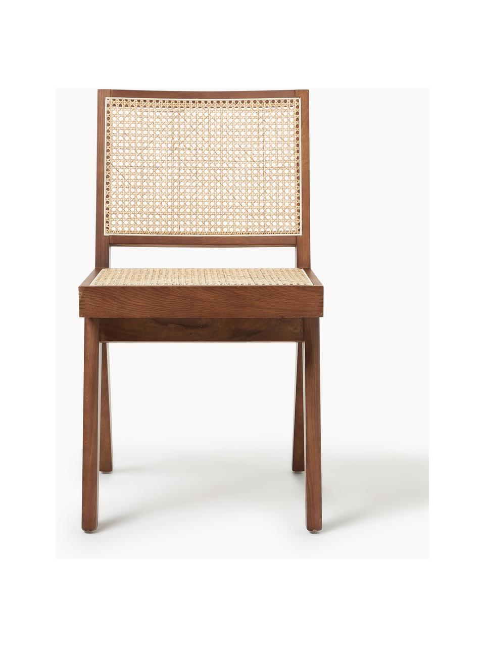 Chaise en bois et cannage Sissi, Bois de chêne foncé, cannage beige clair, larg. 46 x prof. 56 cm