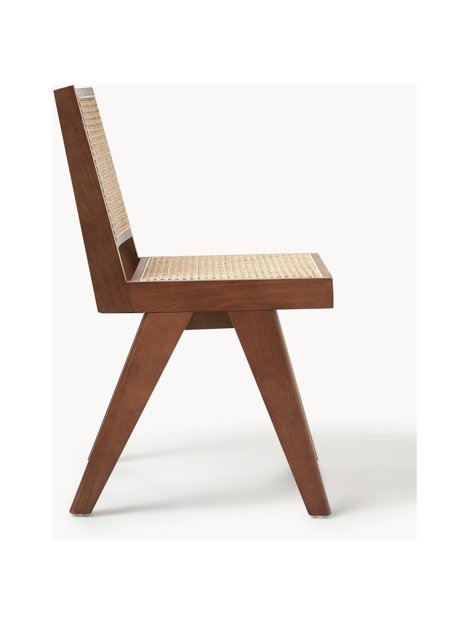 Silla de madera con tejido vienés Sissi, Estructura: madera de roble maciza, Ratán, madera de roble oscura, An 46 x F 56 cm